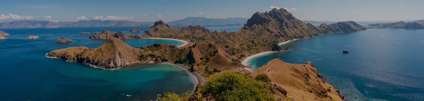 Aerial view of dive boats in Komodo National Park